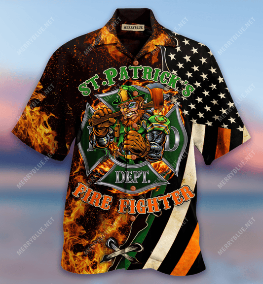 As Firefighter We Feel Lucky Unisex Hawaiian Aloha Shirt Hawaiian Shorts Beach Short Sleeve, Hawaiian Shirt Gift, Christmas Gift