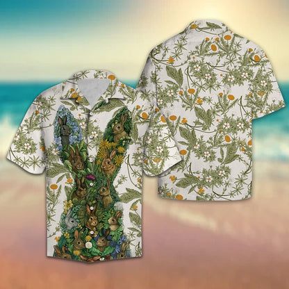 Happy Easter Simple Love For Rabbit By Floral Flower Hawaiian Shirt, Hawaiian Shirt Gift, Christmas Gift