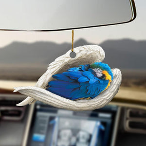 Blue and Gold Macaw Sleeping Angel Ornament, Christmas Ornament Gift, Christmas Gift, Christmas Decoration