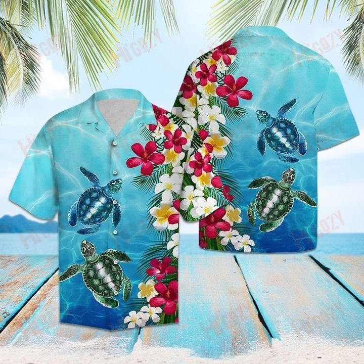 Turtle Floral - Hawaiian Shirt Hobbies Short Sleeve Hawaiian Crazy Shirts Hawaiian Shirt Pattern, Hawaiian Shirt Gift, Christmas Gift