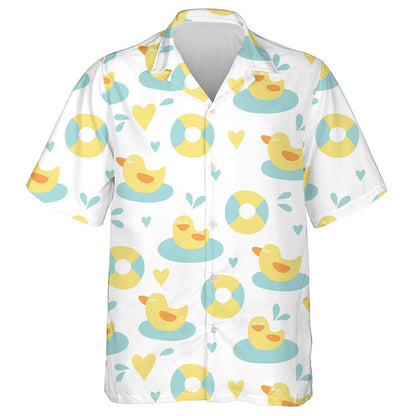 Hand Drawn Cute Duck And Heart Hawaiian Shirt, Hawaiian For Gift