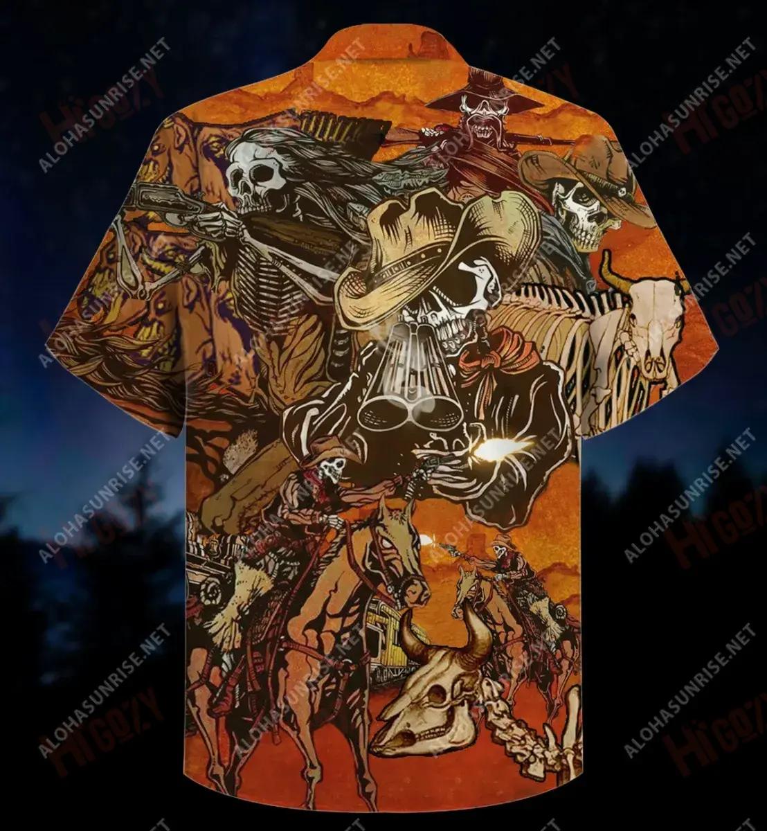Skull Cowboy Graving Livestock Short Hawaiian Shirt Summer Hawaiian T Shirts Custom Hawaiian Shirts Hawaiian Shirt Pattern, Hawaiian Shirt Gift, Christmas Gift