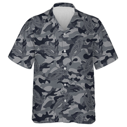 Mandala Paisley Flower Gray Camo Background Pattern Hawaiian Shirt, Hawaiian Shirt Gift, Christmas Gift