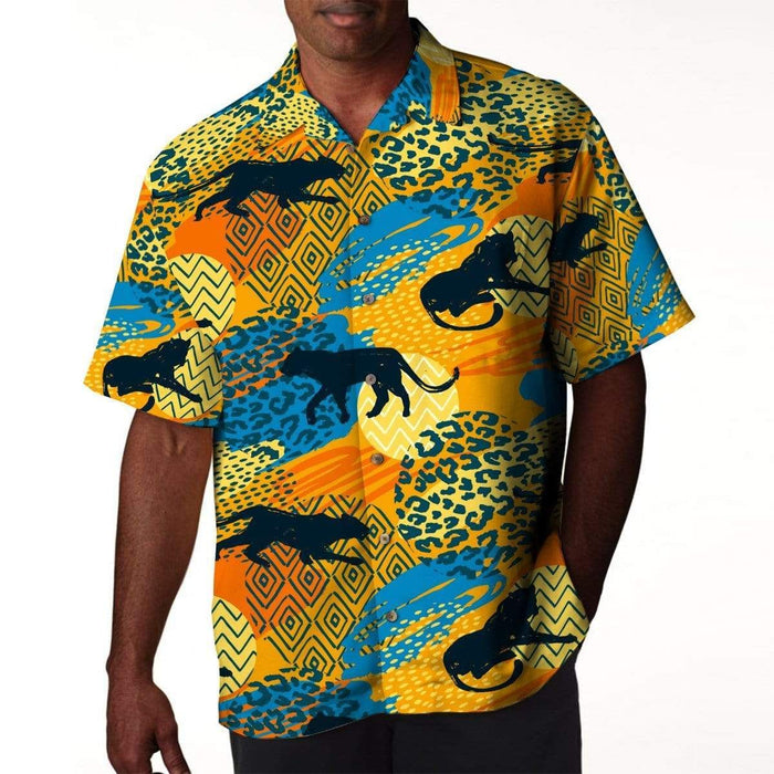 African Leopard Pattern Tropical Hawaiian Aloha Aloha Shirts Hawaiian Shorts Beach Short Sleeve, Hawaiian Shirt Gift, Christmas Gift