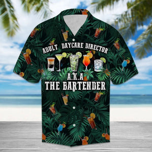 Adult Daycare Director The Bartender Tropical Leaves Hawaiian Shirt, Hawaiian Shirt Gift, Christmas Gift