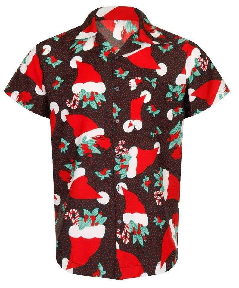 Christmas Santa Loud Hat With Candy Design Hawaiian Shirt, Hawaiian Shirt Gift, Christmas Gift