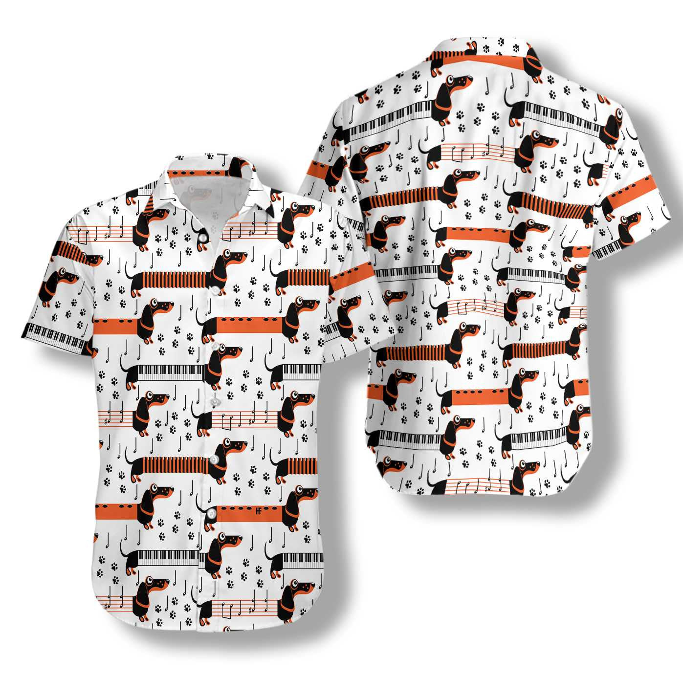 Funny Piano Dachshund Dog Design Hawaiian Shirt,Hawaiian Shirt Gift, Christmas Gift