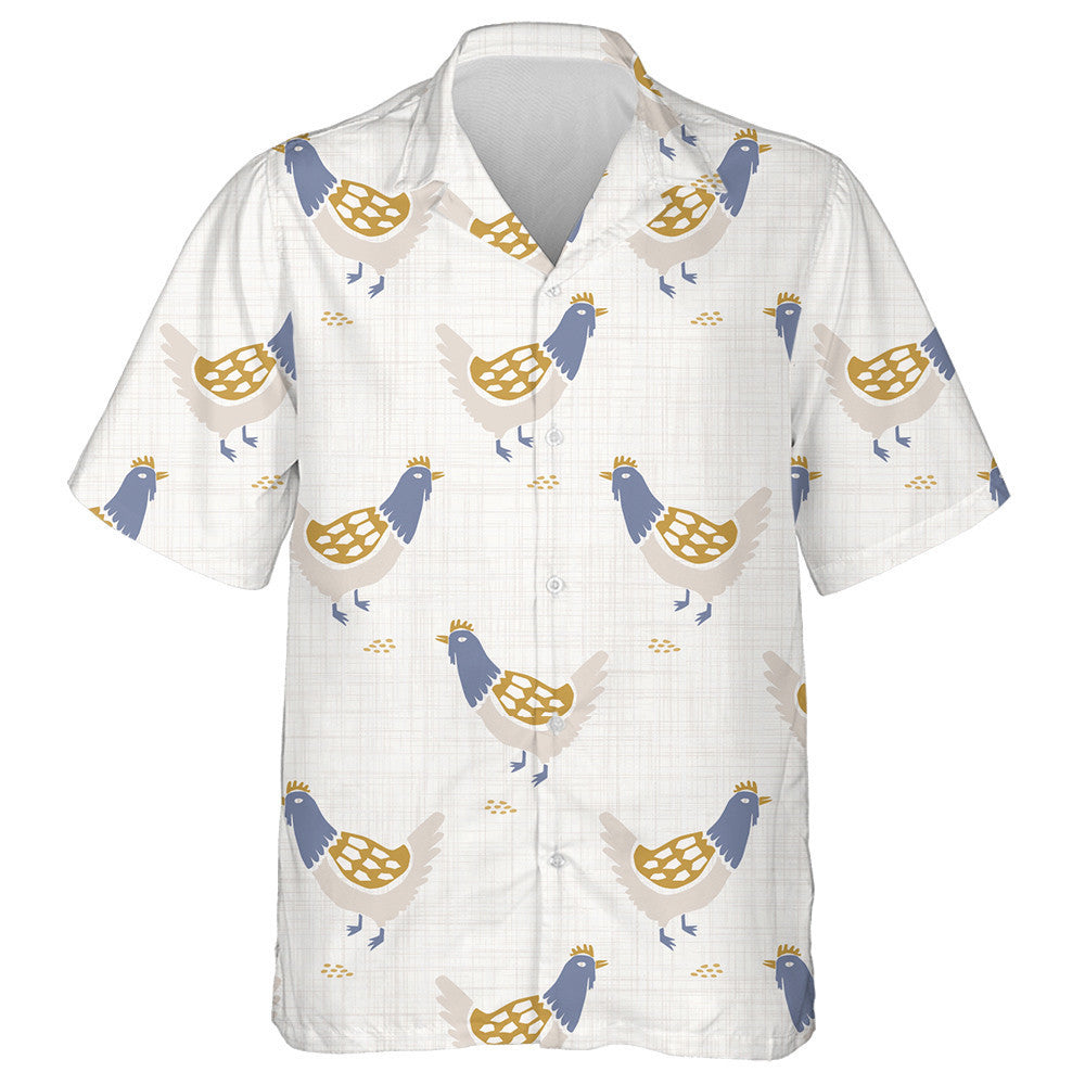 French Farmhouse Chicken With Hen In Blue Head Hawaiian Shirt, Hawaiian Shirt Gift, Christmas Gift