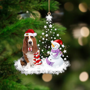 Basset Hound-Star Tree Hanging Christmas Plastic Hanging Ornament, Christmas Ornament Gift, Christmas Gift, Christmas Decoration