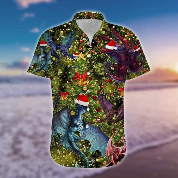 Amazing Dragon Family In Christmas Hawaiian Shirt, Hawaiian For Gift