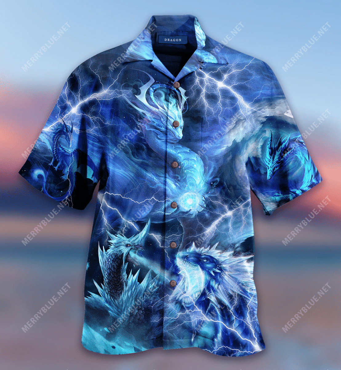 Ice Dragon Art Hawaiian Aloha Shirt Hawaiian Shorts Beach Short Sleeve, Hawaiian Shirt Gift, Christmas Gift