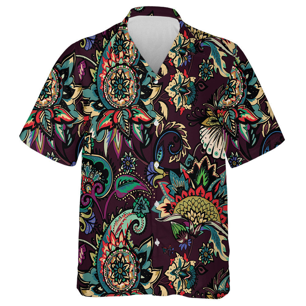 Textile Floral Pattern With Oriental Paisley Buta Ornament Hawaiian Shirt, Hawaiian Shirt Gift, Christmas Gift