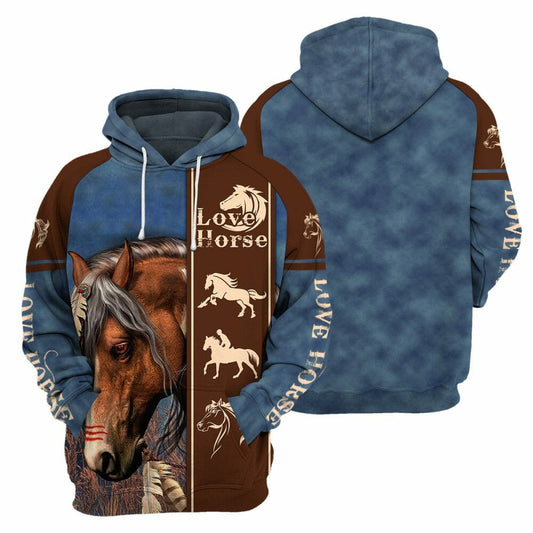Love Horse - 3D All Over Printed Shirt Tshirt Hoodie Apparel
