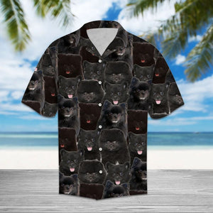 Awesome Black Pomerian Luxury Style Hawaiian Shirt, Hawaiian For Gift