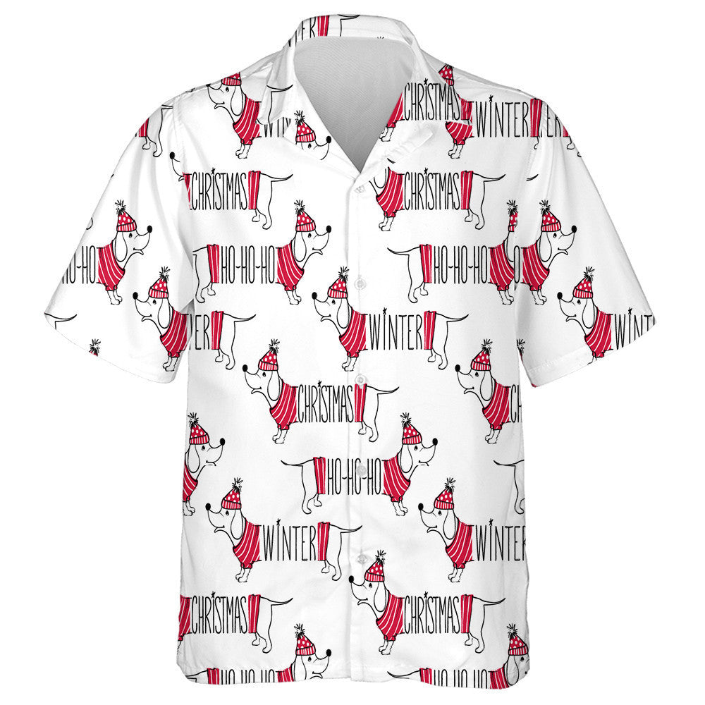 Funny Dachshund Merry Christmas And Winter Hawaiian Shirt, Hawaiian Shirt, Christmas Gift