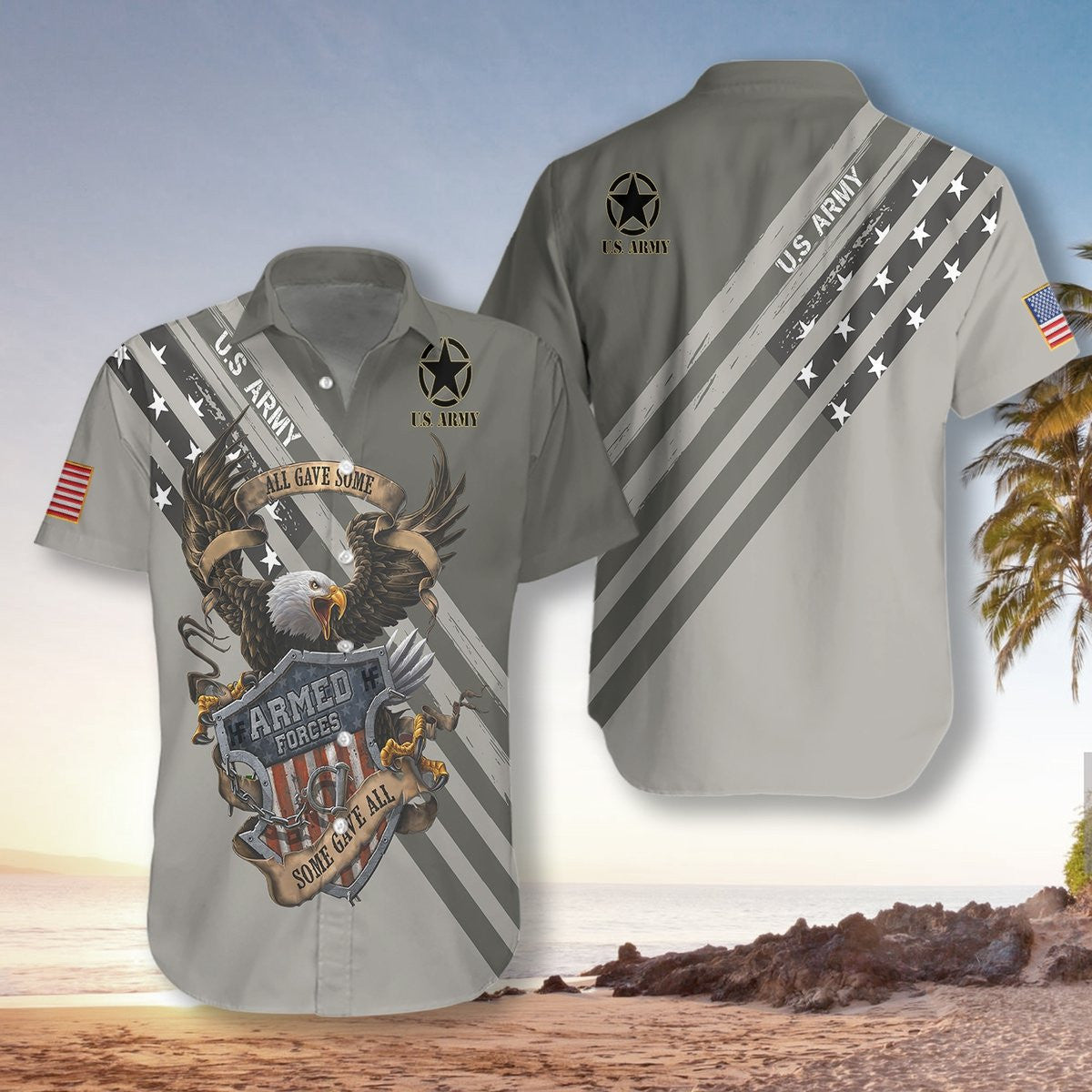 Army Veteran Some Gave All Awesome Background Design Hawaiian Shirt, Hawaiian Shirt Gift, Christmas Gift