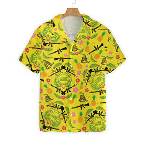 Gun 2nd Amendment Logo On Yellow Background Design Hawaiian Shirt, Hawaiian Shirt Gift, Christmas Gift