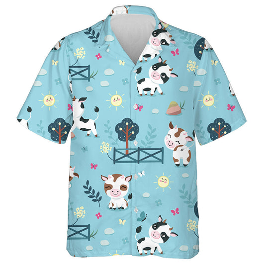 I Love Milk Cute Cartoon Cow Doodle Style Hawaiian Shirt, Hawaiian Shirt Gift, Christmas Gift