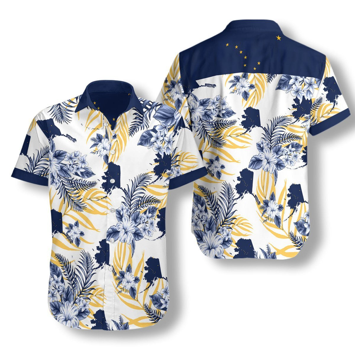 Deep Blue Alaska Proud Background Hawaiian Shirt,Hawaiian Shirt Gift, Christmas Gift