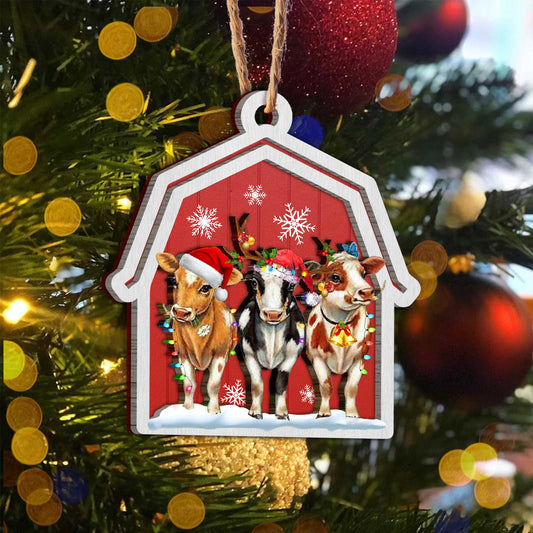 Cows Barn House Christmas Ornament, Christmas Gift, Christmas Decoration