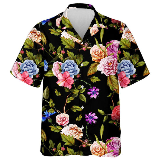 Carnation Flower Colorful Roses Peonies Branches Art Design Hawaiian Shirt, Hawaiian Shirt Gift, Christmas Gift