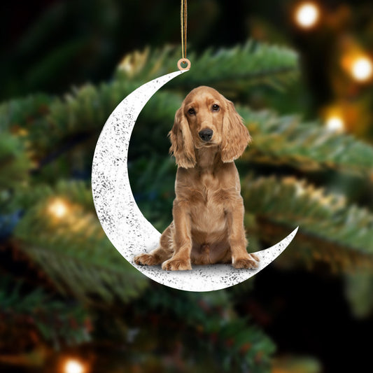 Cocker Spaniel-Sit On The Moon-Two Sided Christmas Plastic Hanging Ornament, Dog Lover Gifts, Christmas Tree Ornament, Home Decor Plastic Ornament, Christmas Gift, Christmas Decoration
