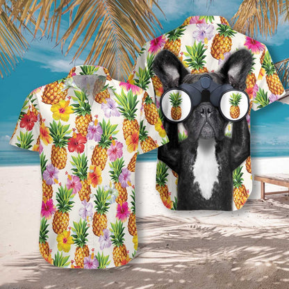 French Bulldog Lover Summer And Pineapple Pattern Hawaiian Shirt, Hawaiian Shirt Gift, Christmas Gift