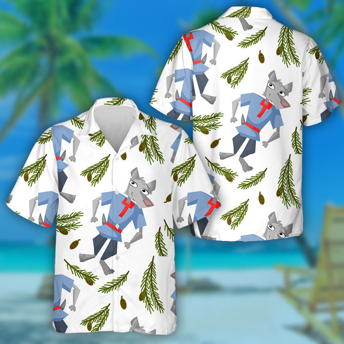 Wolf Cute Paddling In The Woods Hawaiian Shirt, Hwaiian For Gift