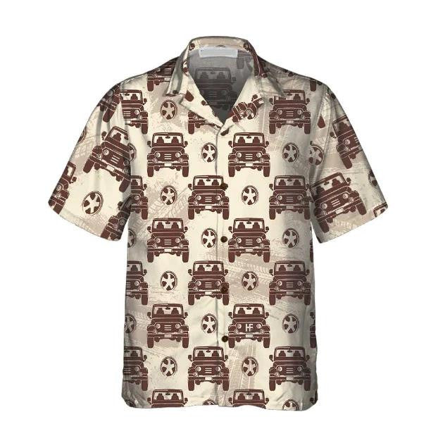 Gift For Cars Lovers Retro Jeeps Seamless Pattern Hawaiian Shirt, Hawaiian Shirt Gift, Christmas Gift