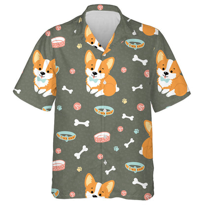 Cute Corgi Dogs On Dark Background Hawaiian Shirt,Hawaiian Shirt Gift, Christmas Gift