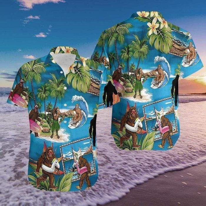 Summer Amazing Bigfoot Christmas Design Hawaiian Shirt,Hawaiian Shirt Gift, Christmas Gift