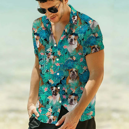 Hawaiian Shirt Holiday Gifts Funny Bulldog Lost In Tropical Jungle, Hawaiian Shirt Gift, Christmas Gift