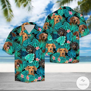 Dachshund Tropical Pattern Hawaiian Shirt, Hwaiian For Gift