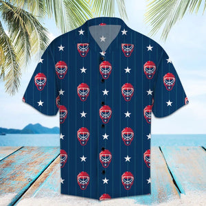 Amazing Hockey Star On Navy Pattern Hawaiian Shirt, Hawaiian For Gift