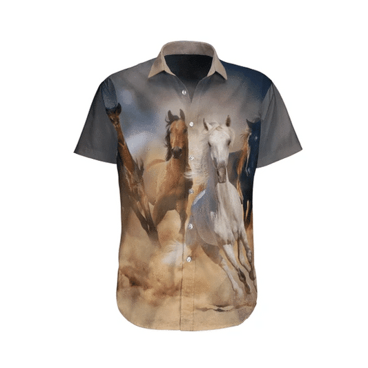 Vintage Horse Watercolor Design Hawaiian Shirt, Hwaiian For Gift
