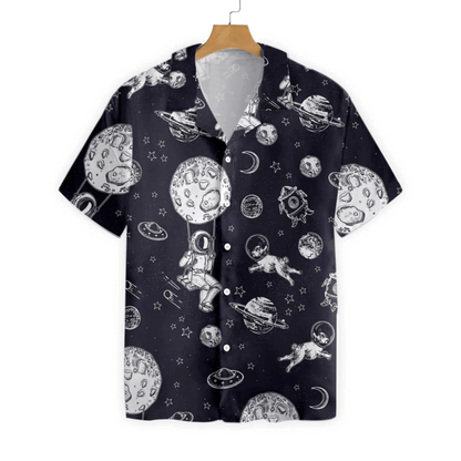 Astronaut And His French Bulldog Pattern Hawaiian Shirt, Hawaiian For Gift