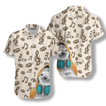 Music Note And Sloth Design Hawaiian Shirt, Hawaiian Shirt Gift, Christmas Gift
