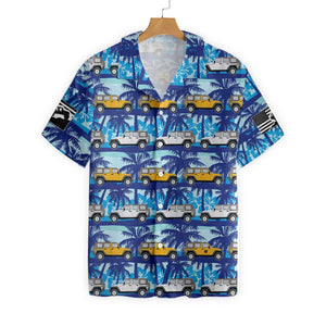 Palm Tree Tropical Blue Jeep Hawaiian Shirt,Hawaiian Shirt Gift, Christmas Gift