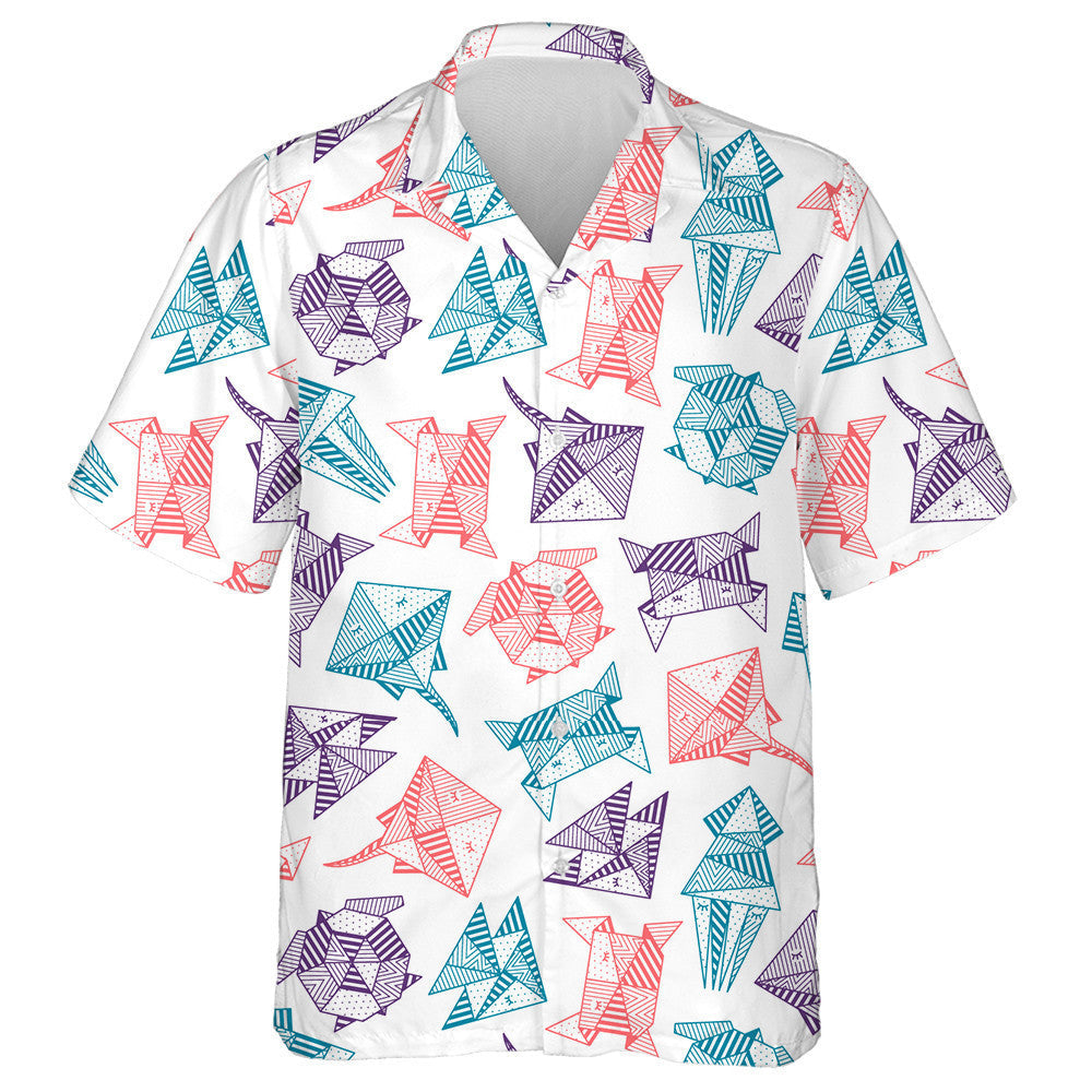 Origami Turtle Sea Animals On A White Background Hawaiian Shirt, Hawaiian Shirt Gift, Christmas Gift