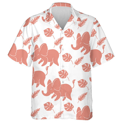 Funny Pink Elephants And Tropical Leaves Hawaiian Shirt,Hawaiian Shirt Gift, Christmas Gift