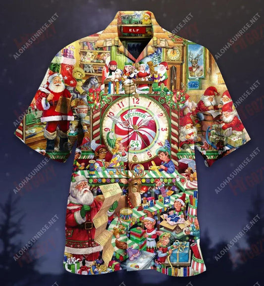 Hurry Up! Christmas Is Coming Unisex Short Hawaiian Shirt Ocean Short Sleeve Vintage Hawaiian Shirts Hawaiian Shirts For Men, Hawaiian Shirt Gift, Christmas Gift