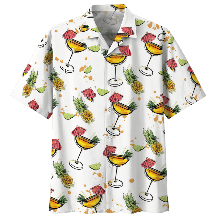Cocktail On White Skin Pattern Hawaiian Shirt, Hawaiian For Gift