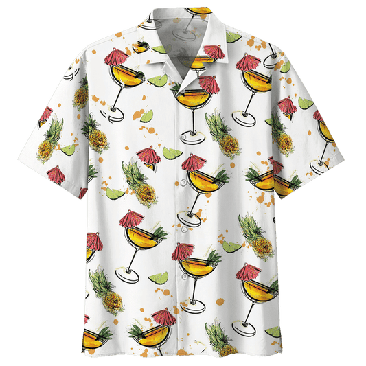 Cocktail On White Skin Pattern Hawaiian Shirt, Hawaiian For Gift