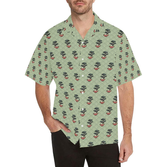 Bonsai Japanes Pattern Men'S All Over Print Hawaiian Aloha Shirt Hawaiian Shorts Beach Short Sleeve,Hawaiian Shirt Gift, Christmas Gift