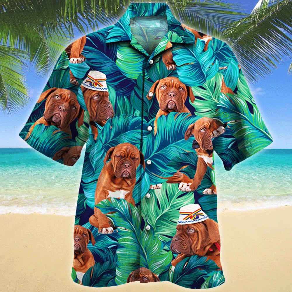 Holiday Vacation Dogue De Bordeaux Dog Lovers Gift Hawaiian Shirt, Hawaiian Shirt Gift, Christmas Gift