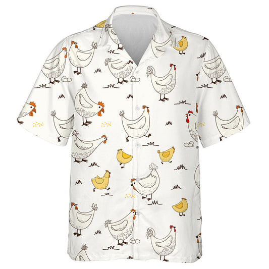 Funny Hen And Cute Little Chicken With Egg Hawaiian Shirt, Hawaiian Shirt Gift, Christmas Gift