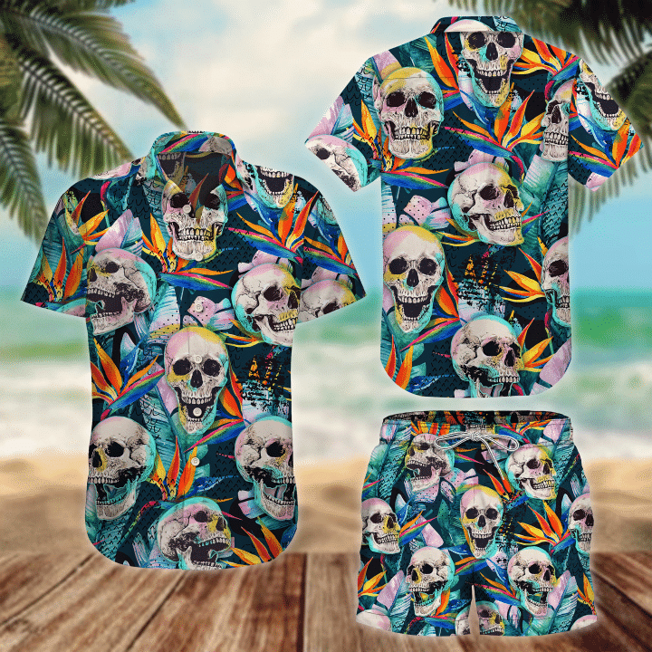 Funny Tropical Forest Skull Pattern Hawaiian Shirt,Hawaiian Shirt Gift, Christmas Gift