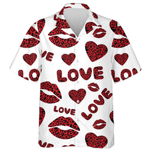 Wild African Valentine's Day Leopard Heart Lips Hawaiian Shirt, Hawaiian Shirt Gift, Christmas Gift