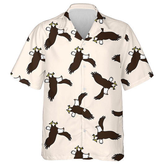 Flying Brown Eagles On Light Pink Background Hawaiian Shirt, Hawaiian Shirt Gift, Christmas Gift
