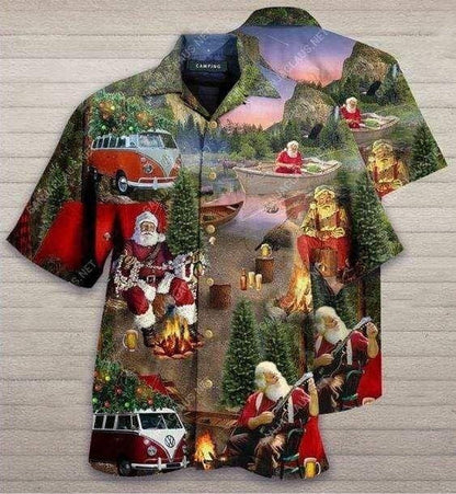 Design Hawaiian Shirt Santa Claus Camping On Christmas,Hawaiian Shirt Gift, Christmas Gift